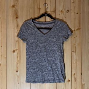 Grey Owl Print V-Neck
